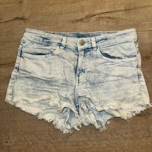 Divided H&M Shorts 10 Distressed Light Wash Jeans Cutoff High Waist Stretch 8